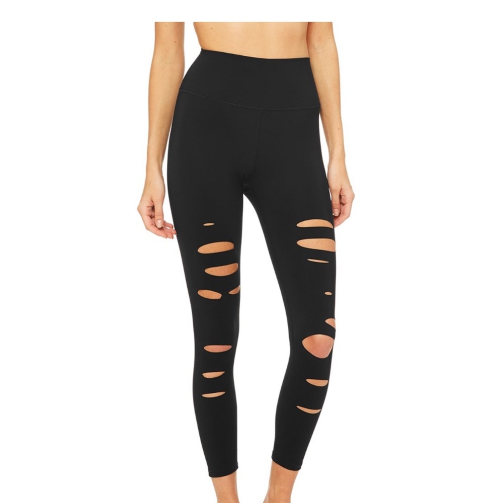 ALO Yoga Black High-Waist Ripped Leggings